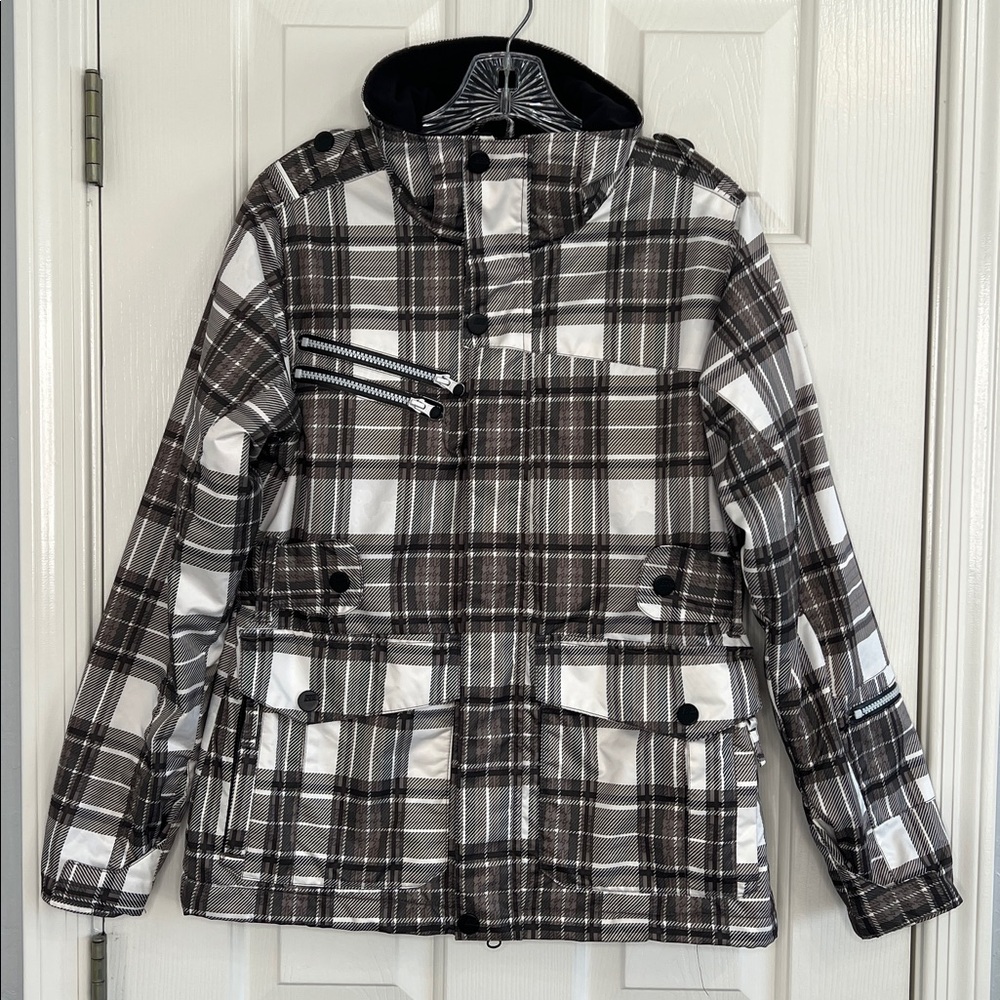 555 Five Fifty Five black white plaid winter jacket women’s size small